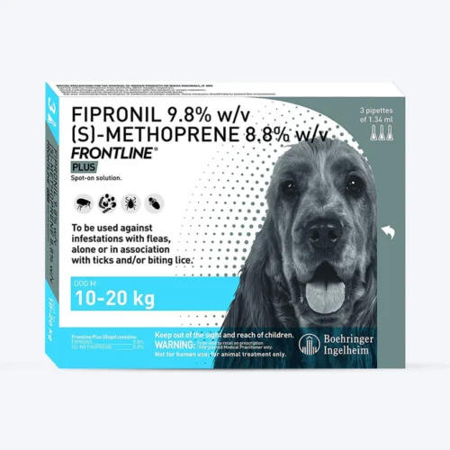 Frontline Plus Spot On Tick & Flea Solution For Dogs - Medium Breed (Over 10 Upto 20 kg)