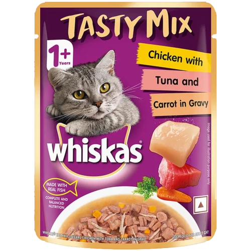 Whiskas Chicken With Tuna & Carrot Wet Food For Adult Cat - (14x70 gm)