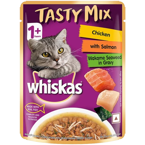 Whiskas Chicken With Salmon Wakame Seaweed Wet Food For Adult Cat - (14x70 gm)