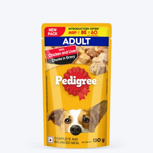 Pedigree Chicken & Liver Chunks In Gravy Adult Dog Wet Food - 130 g