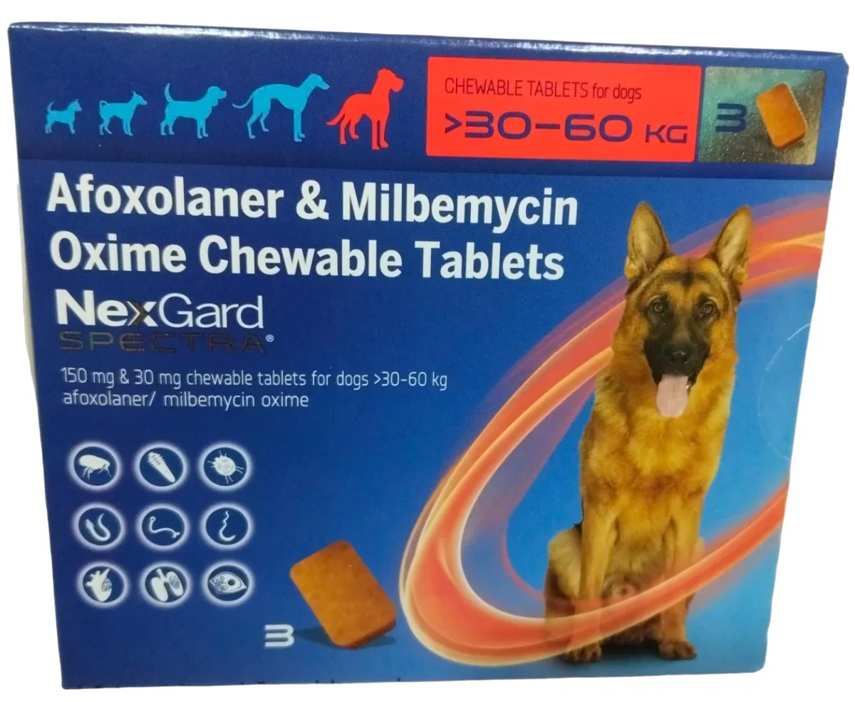 Nexgard Spectra Tick & Flea Tablet (30 to 60kg) for Dogs (Afoxolaner & Milbemycin Oxime)