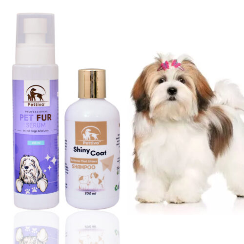 Pettivo Shiny Coat Shampoo 200 Ml & Pettivo Pet Fur Serum 200 Ml Combo Pack