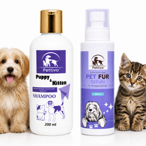 Pettivo Puppy & Kitten Shampoo 200 Ml & Pettivo Pet Fur Serum 200 Ml Combo Pack