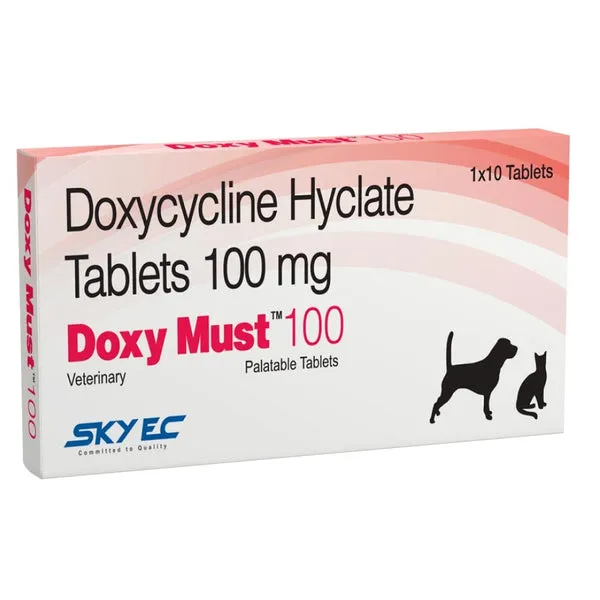 Doxy Must 100mg (Doxycycline Hyclate)Tablets for Dogs and Cats 10 Tablets