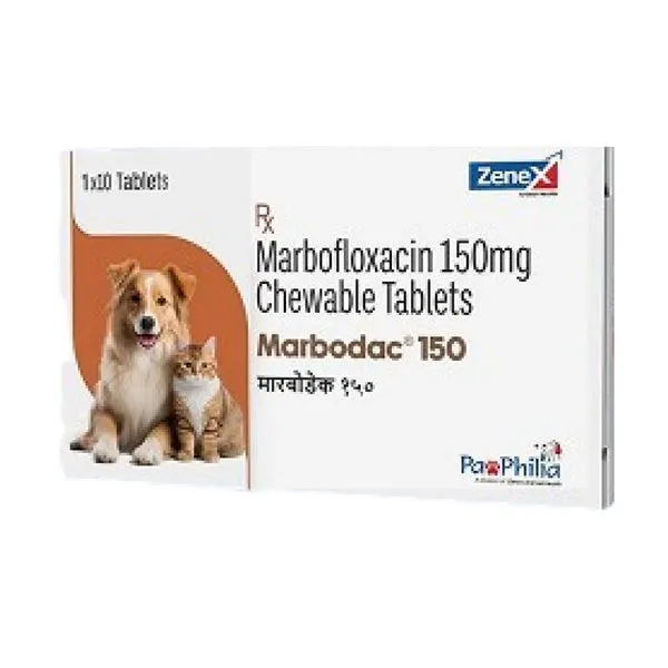 Marbodac 150mg (Marbofloxacin) Tablets for Dogs and Cats 10 Tablets