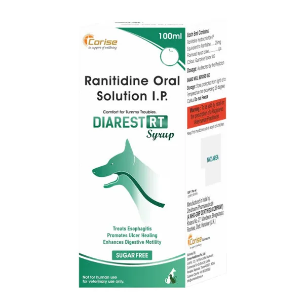 Diarest RT Syrup (Ranitidine Oral solution) for Dogs and Cats 100 Ml