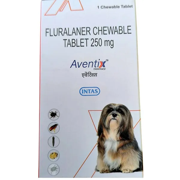 Aventix 250mg (Fluralaner) Chewable Tick & Flea Tablet for Dogs between 4.5 to 10kg