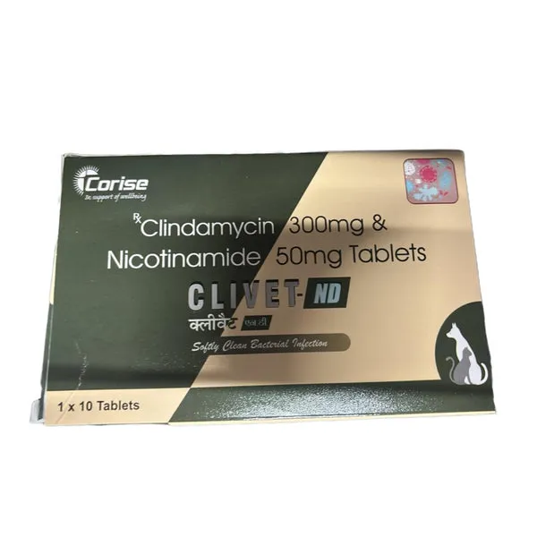 Clivet ND Tablet (Clindamycin & Nicotinamide) for Dogs and Cats 10 Tablets