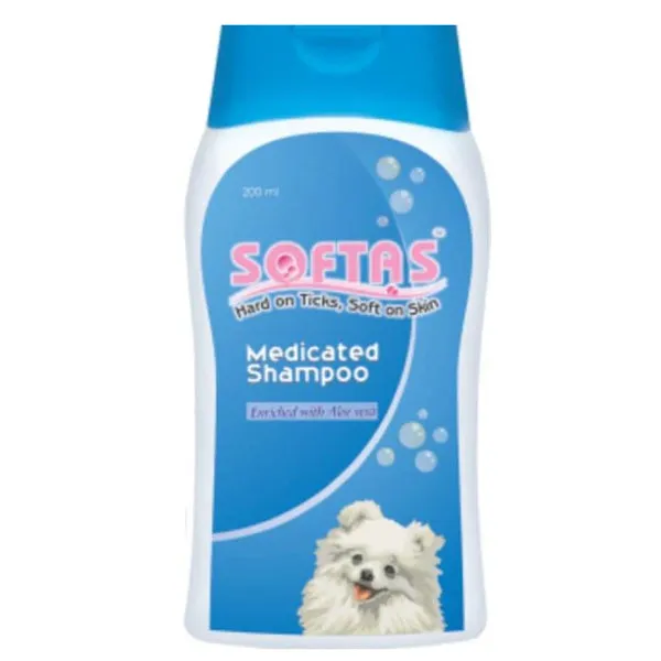 Softas Tick & Flea Medicated Shampoo for Dogs 200 Ml