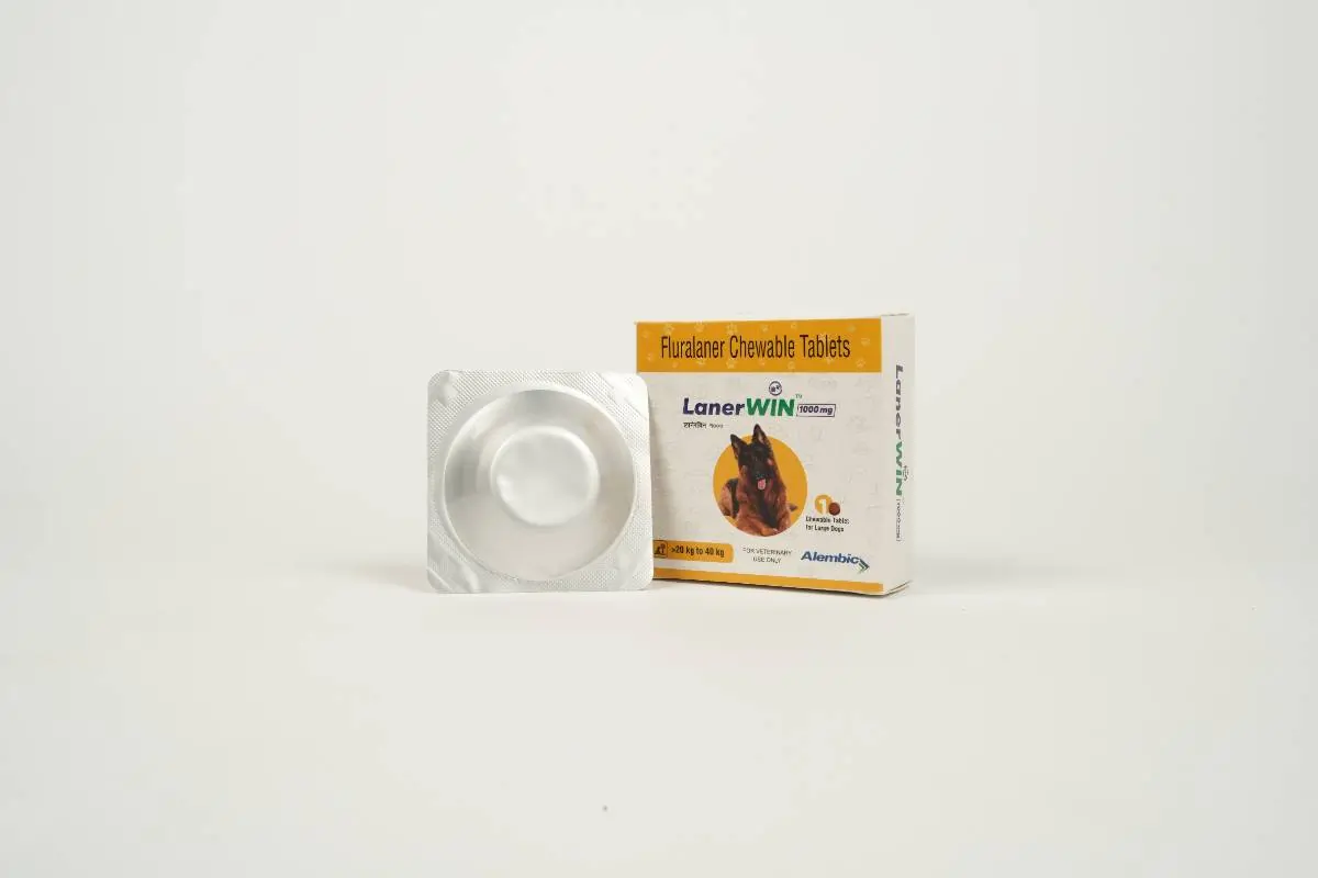 Lanerwin 1000mg (Fluralaner) Dog Tick & Flea Control Tablet (20 to 40 Kg) 1 Tablet