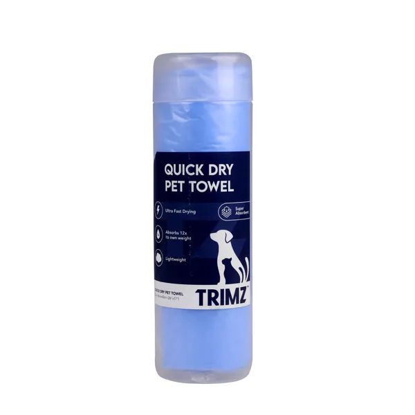 Trimz Quick Dry Absorption Towel for Dogs and Cats, Blue