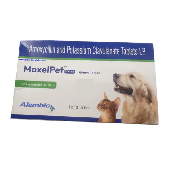 MoxelPet 500mg (Amoxycillin & Potassium Clavulanate) Tablet for Dogs and Cats 10 Tablets